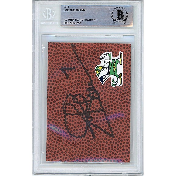 Joe Theismann Signed Football Cut ND Fighting Irish Beckett Authentic Slab COA - Picture 2 of 5